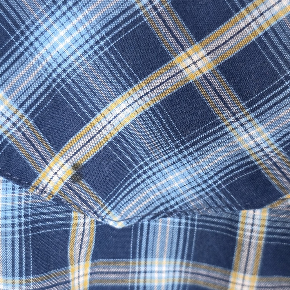 Wrangler Pearl Snap Shirt 2XT 2XL Tall Blue Plaid Western Cowboy work wedding - Picture 6 of 9